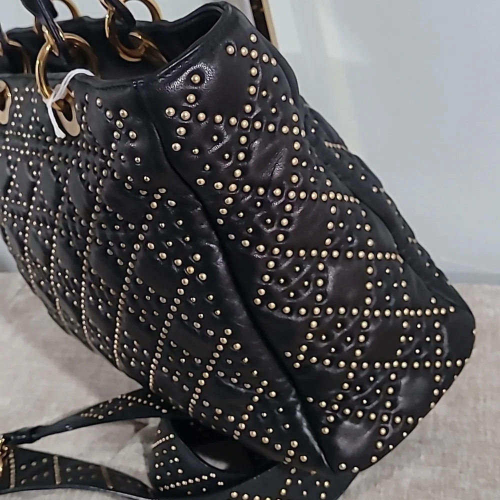 Christain Dior Lady Dior Black Studded Tote Handbag - Picture 7 of 16